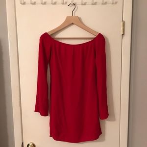 Red mini dress by Reformation.